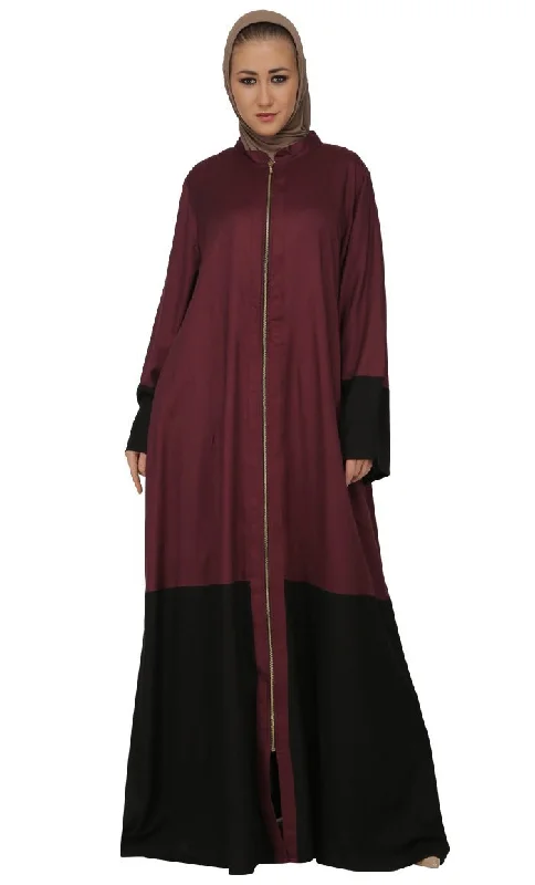 Color Block Dual Tone Long Abaya Dress