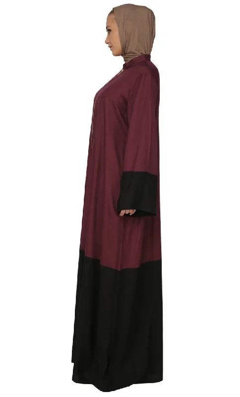 Color Block Dual Tone Long Abaya Dress