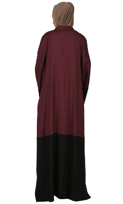 Color Block Dual Tone Long Abaya Dress