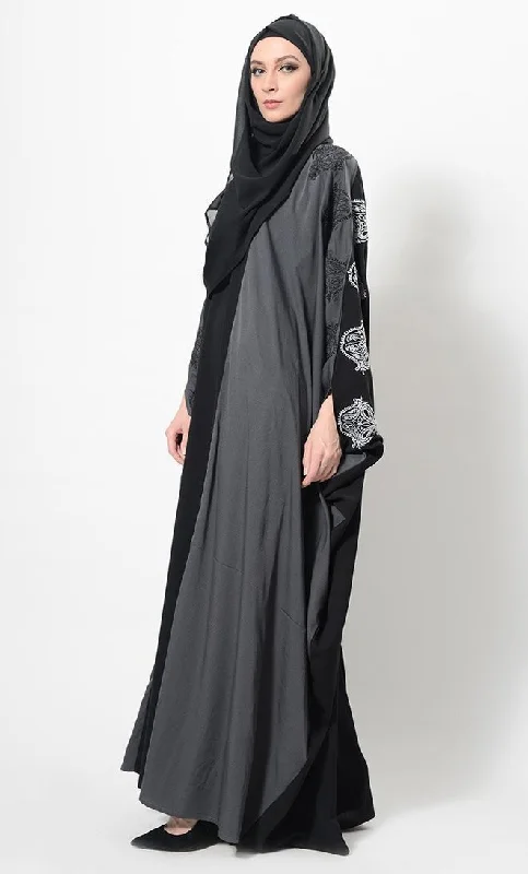 Embroidered Motifs Kimono Abaya  And Hijab Set