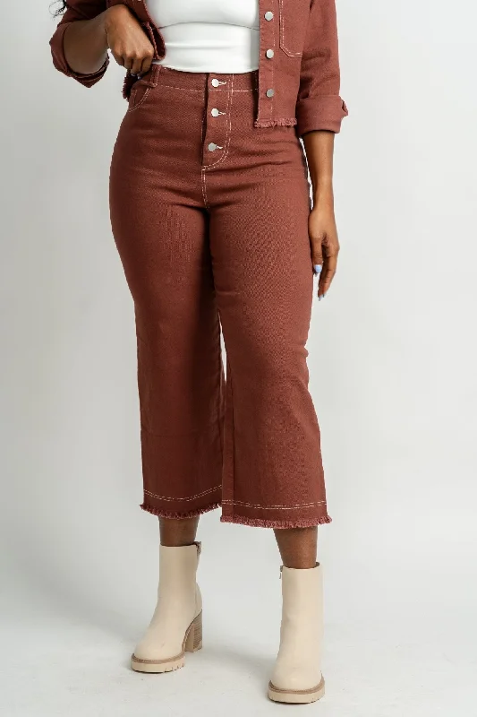 Contrast stitch pants plum