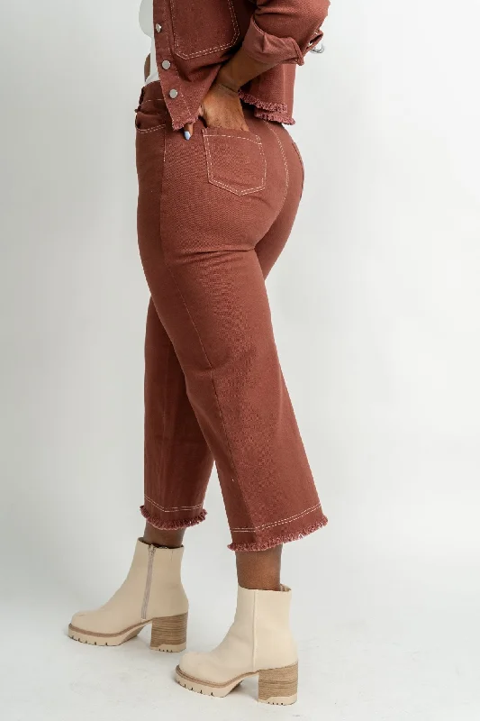 Contrast stitch pants plum