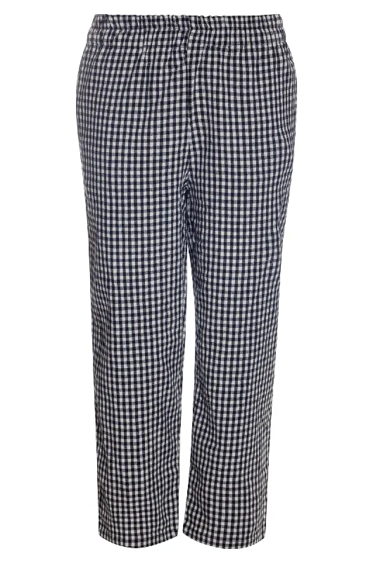 Cotton Linen Checks Mid Calf Pants | BLACK/WHITE | 4081AR