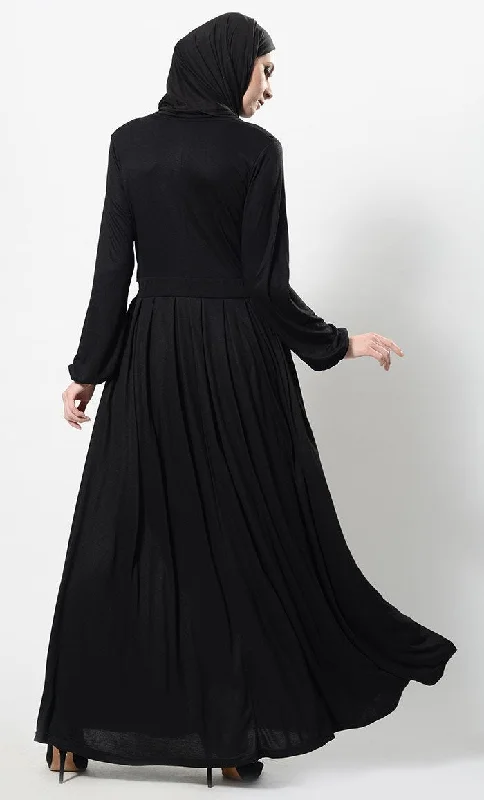 Wrap Around Crisscross Panel Abaya Dress And Hijab Set