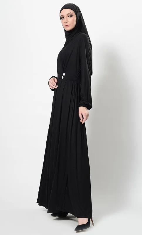 Wrap Around Crisscross Panel Abaya Dress And Hijab Set