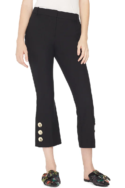 Cropped Flare Trouser w/ Button Slit Hem