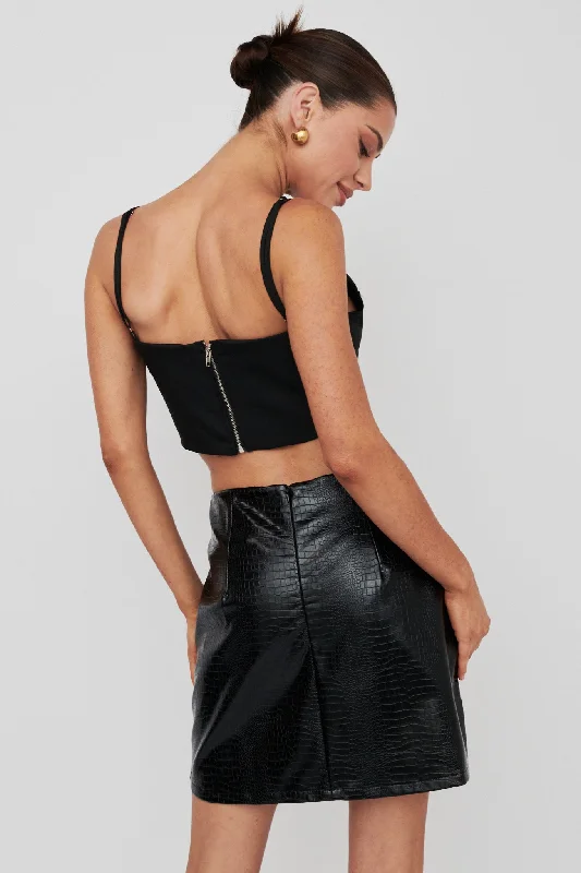 Darwin Embossed Mini Skirt Black