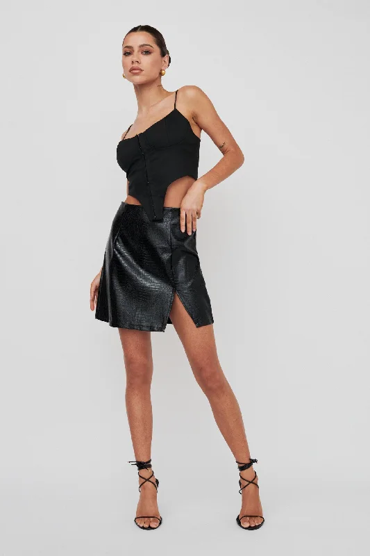 Darwin Embossed Mini Skirt Black