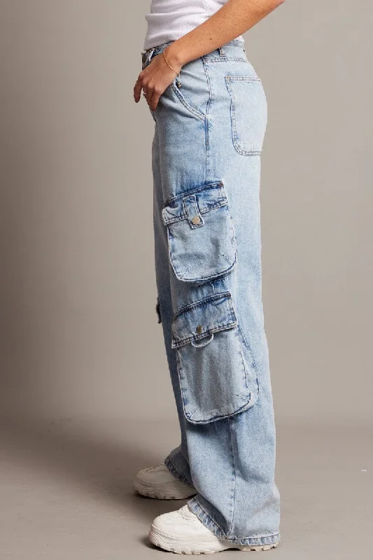 Denim Cargo Jean Mid Rise