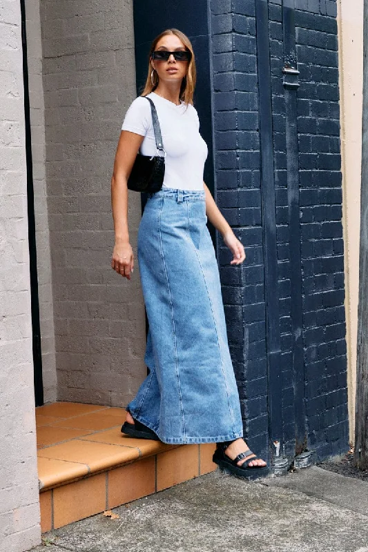 Denim Maxi Skirt High Rise