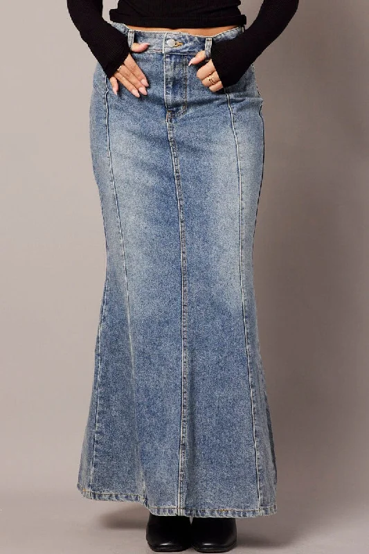 Denim Maxi Skirt High Rise