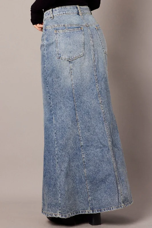 Denim Maxi Skirt High Rise