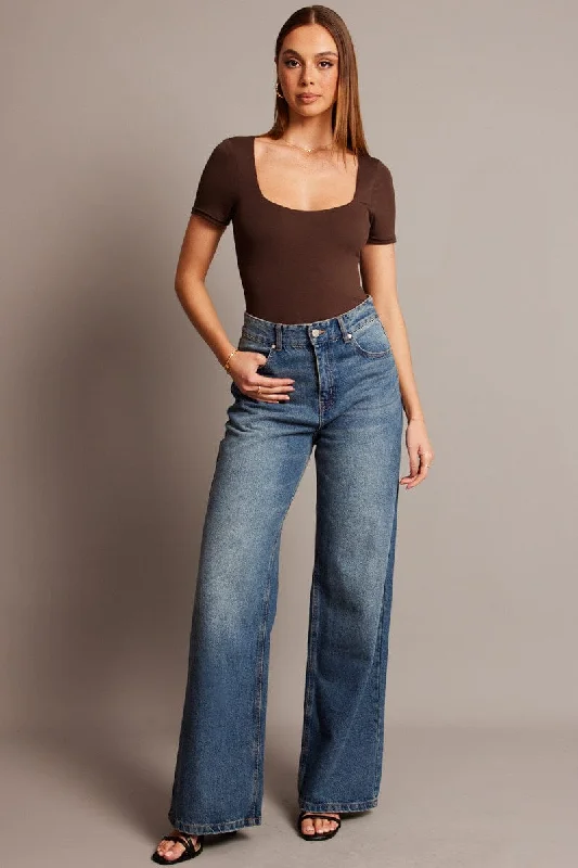 Denim Wide Leg Jean Mid Rise