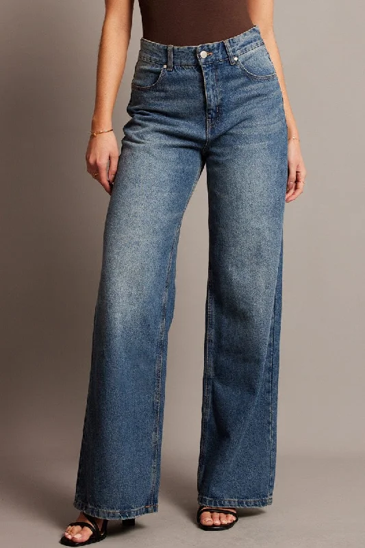 Denim Wide Leg Jean Mid Rise