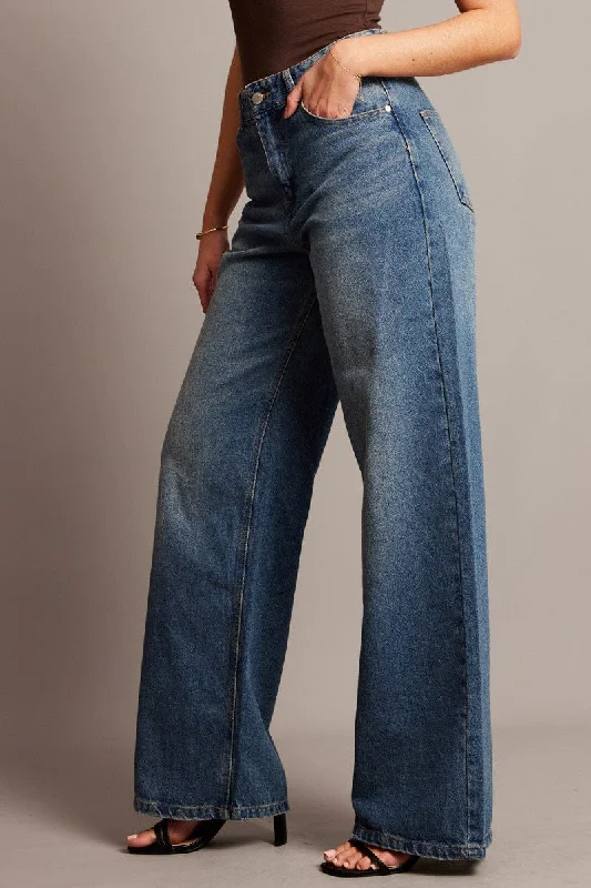 Denim Wide Leg Jean Mid Rise