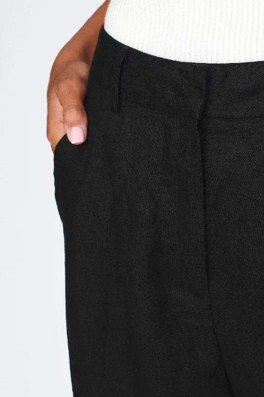 Dodie Straight Leg Trouser Pants Linen Black