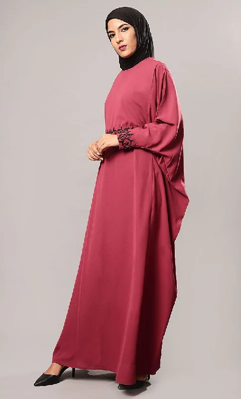 Kaftan Style Embroidered Abaya Dress