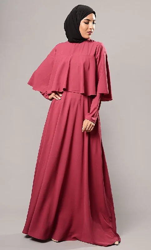 Double Layered Cape Style Arabian Abaya Dress