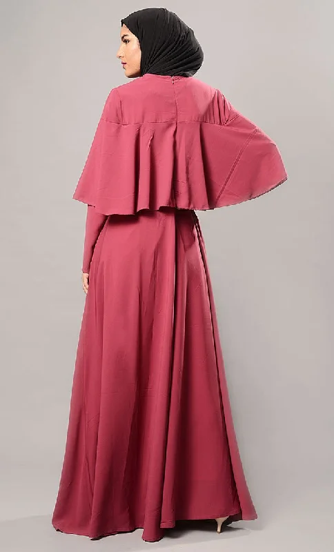 Double Layered Cape Style Arabian Abaya Dress