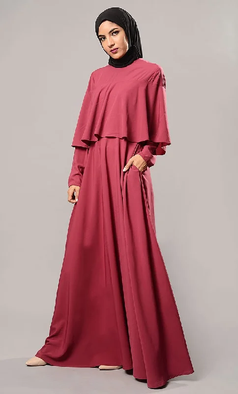 Double Layered Cape Style Arabian Abaya Dress