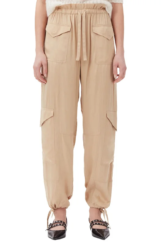 Washed Satin Pants in Safari