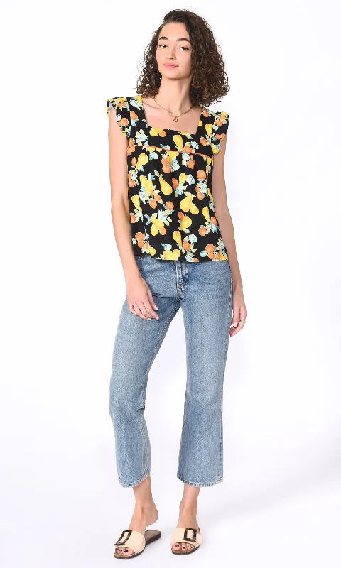 Gia Ecovero Fruit Tropics Square Neck Top - Organic Linen - FINAL SALE