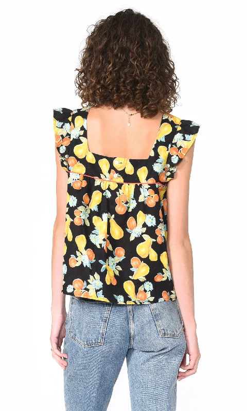 Gia Ecovero Fruit Tropics Square Neck Top - Organic Linen - FINAL SALE