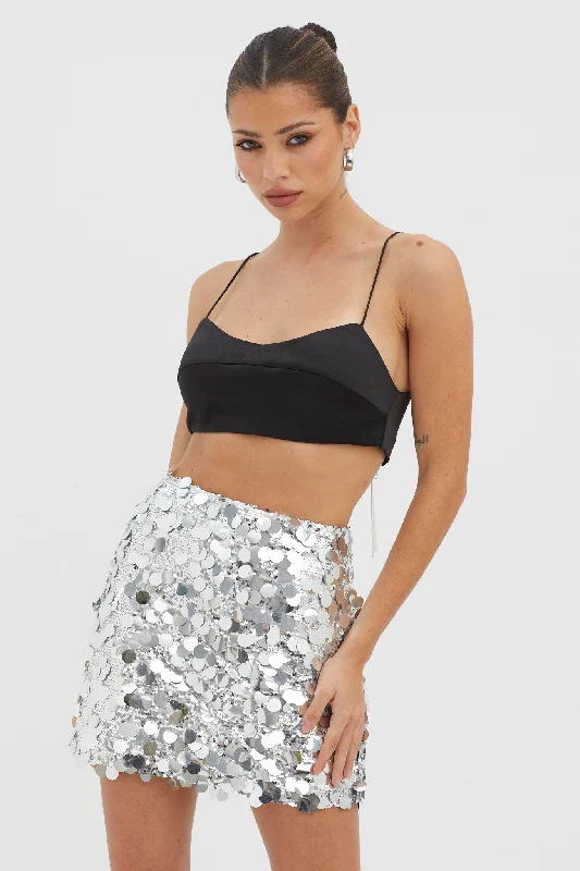 Gin Fizz Sequin Mini Skirt Silver