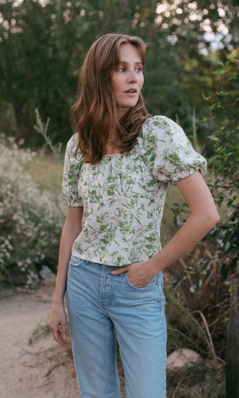 Glenda Ecovero Toile Print Top - Organic Linen - FINAL SALE