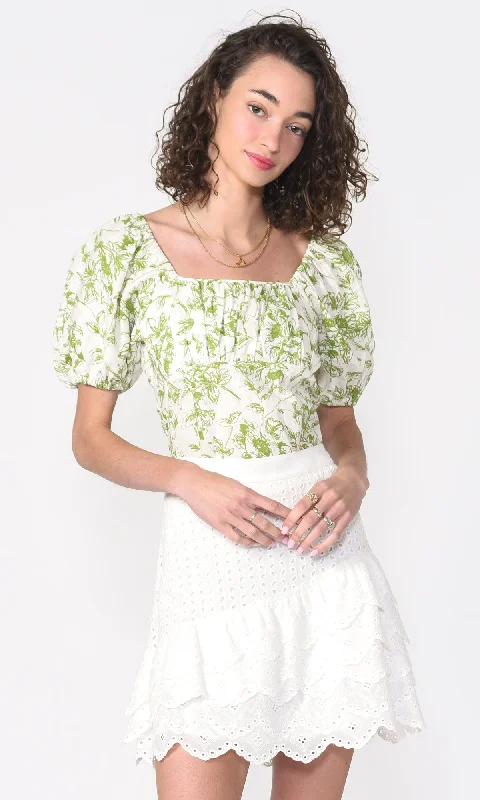 Glenda Ecovero Toile Print Top - Organic Linen - FINAL SALE