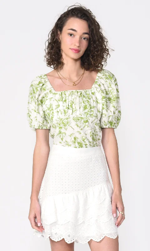 Glenda Ecovero Toile Print Top - Organic Linen - FINAL SALE