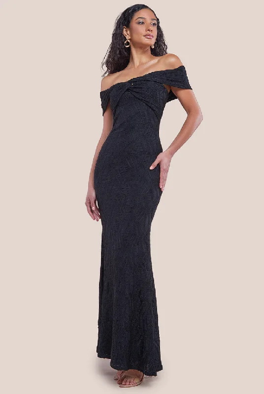 Goddiva Front Knot Twist Maxi Dress - Black