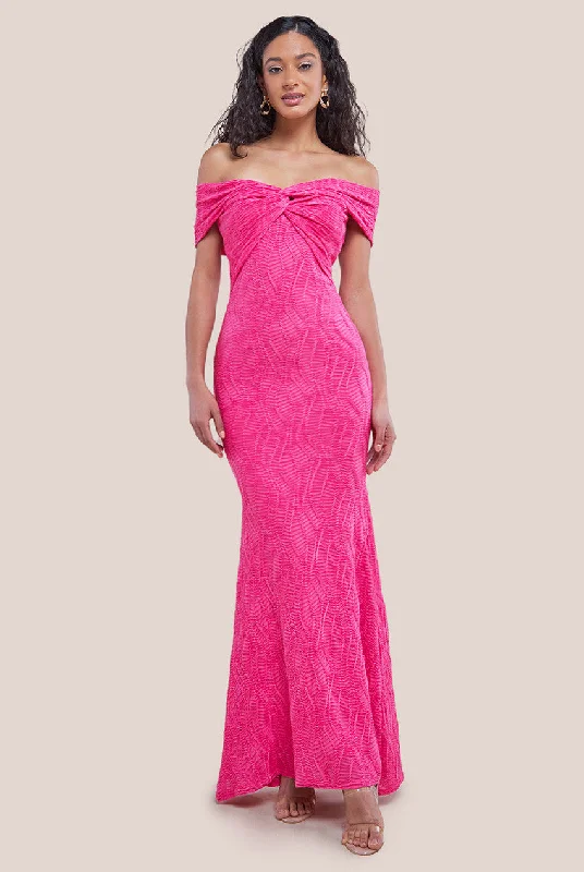 Goddiva Front Knot Twist  Maxi Dress - Magenta