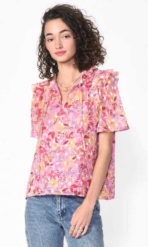 Jeany Ruffled Burnout Chiffon Blouse - FINAL SALE