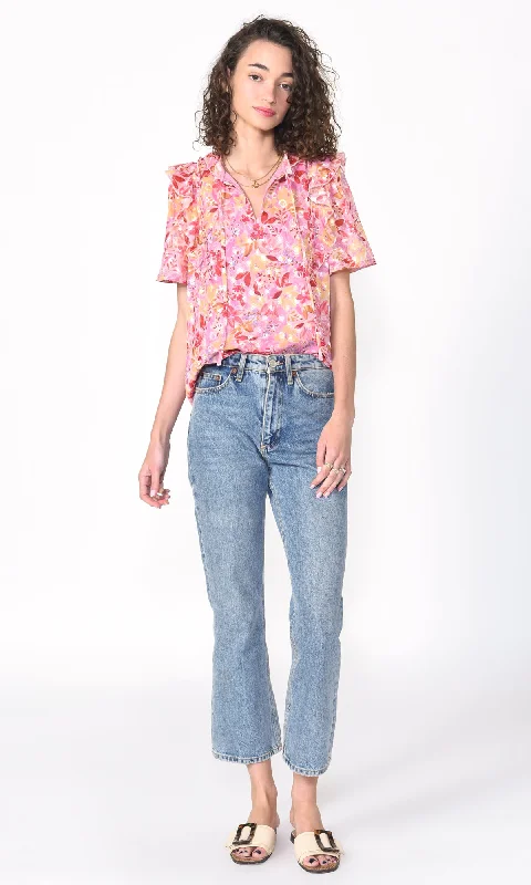 Jeany Ruffled Burnout Chiffon Blouse - FINAL SALE