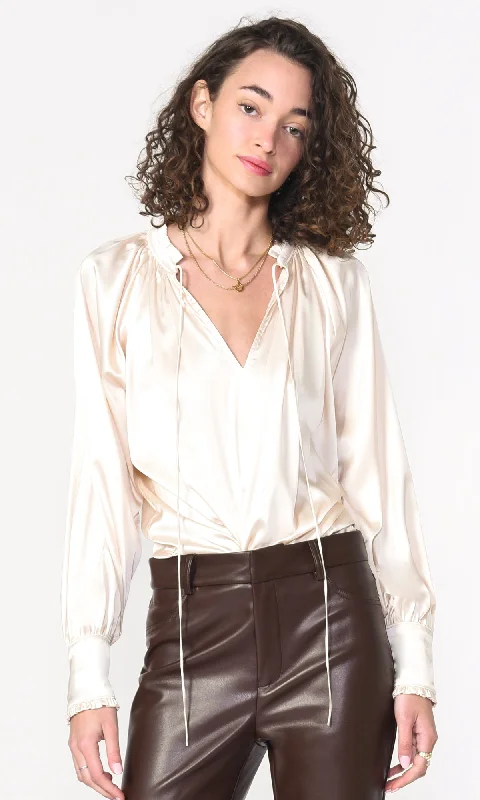 Larissa Wide Cuff Sateen Blouse - FINAL SALE