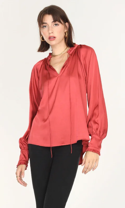 Larissa Wide Cuff Sateen Blouse - FINAL SALE