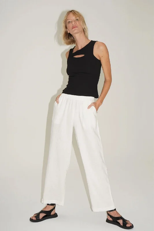 LNA | Declan Linen Elastic Waist Pant - White