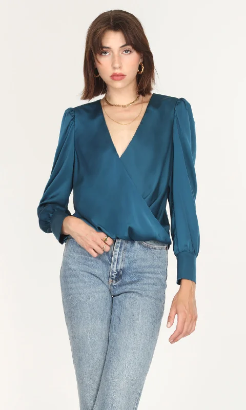 Lourdes Wrap Front Cuffed Blouse