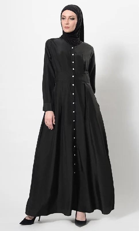 Button Down Baisc Abaya Dress And Hijab Set