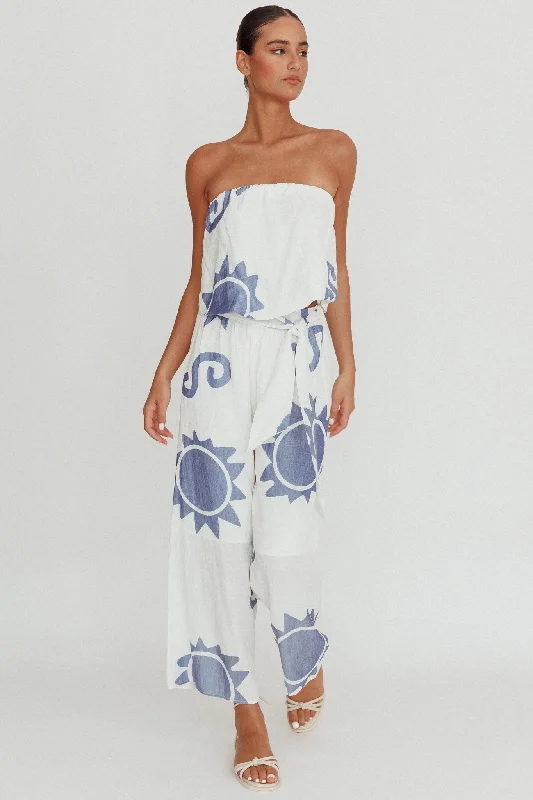 Nectar Sun Print Wide Leg Pants Blue