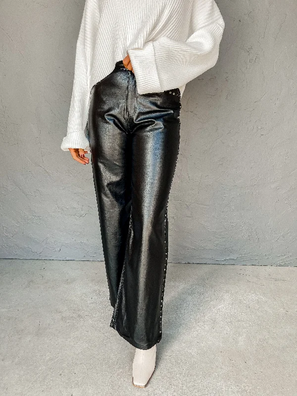 Run The Show Vegan Leather Studded Pants