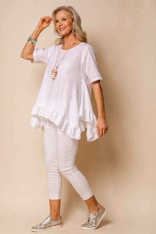 Shiloh Linen Blend Top in White