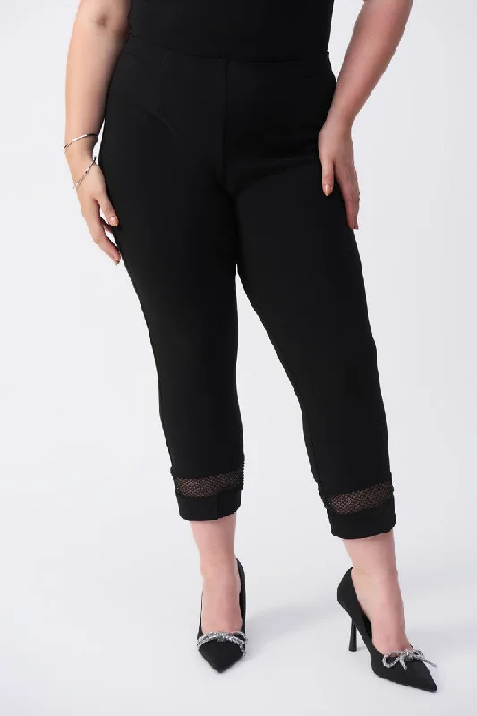 SIlky Knit And Rhinestone Mesh Pants 243753