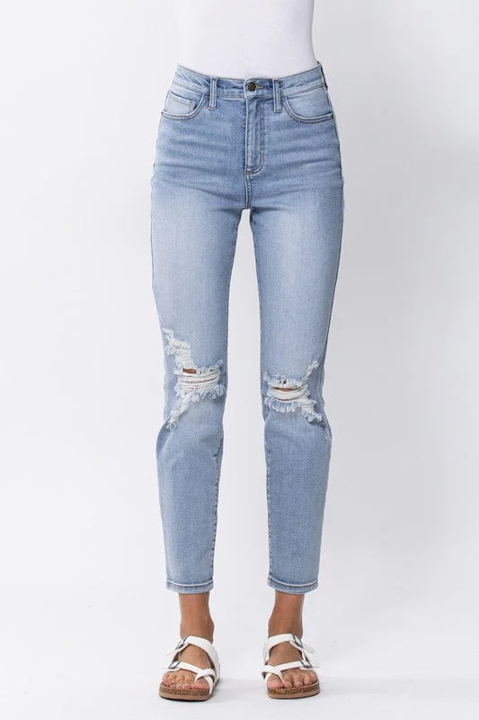 SP High Rise Distressed Ankle Skinny Jean(SP-P11516)