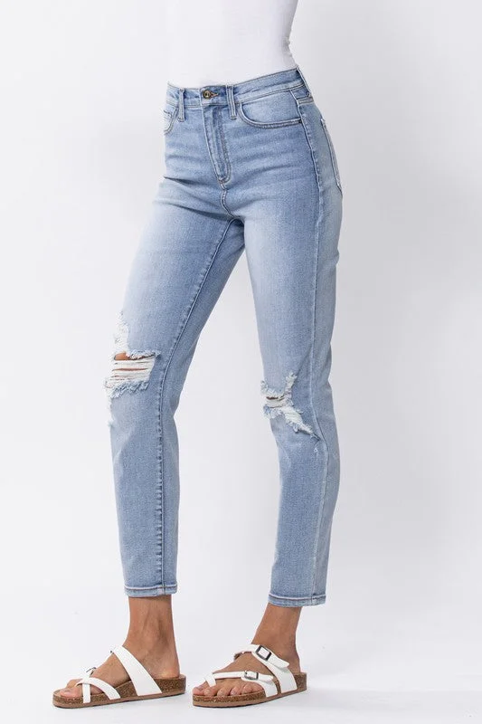 SP High Rise Distressed Ankle Skinny Jean(SP-P11516)