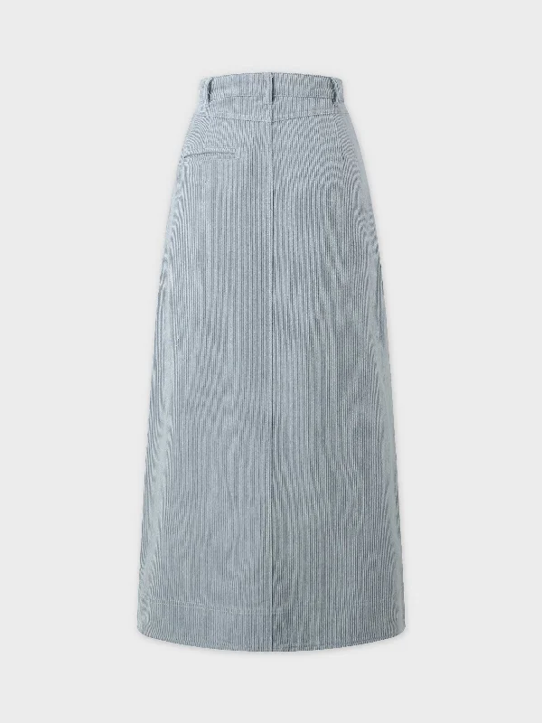 Straight Pocket Skirt-Ocean Blue