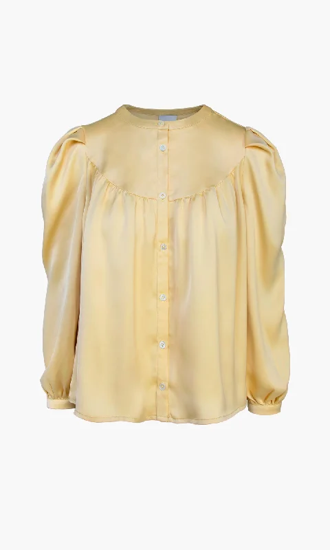 Tessa Matte Sateen Yoke Blouse - FINAL SALE