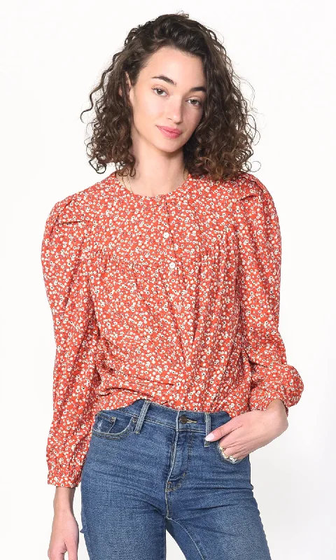 Tessa Yoke Bib Ditsy Floral Blouse - FINAL SALE