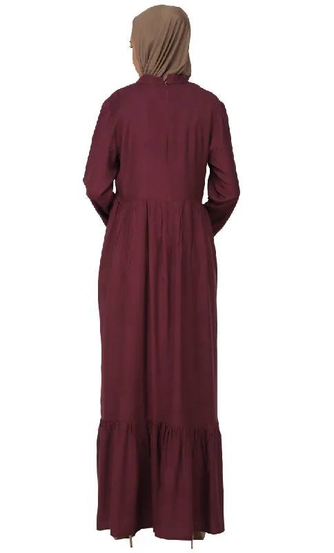 Frilled And Two Tiered Abaya Dress